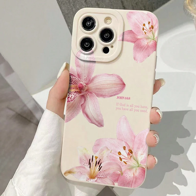 Blue Floral Painted Silicone INS Phone Case For iPhone 17 16 15 14 13 12 11 Pro Max 7 8 Plus XS XR 16e Shockproof Soft TPU Cover view 2