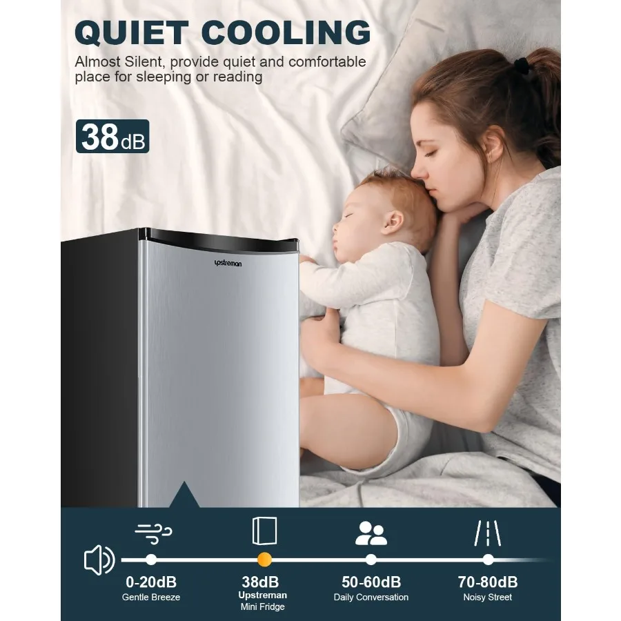 3.2 Cu.Ft Mini Fridge with Freezer Single Door Mini Fridge Dorm Fridge Adjustable Thermostat Mini Refrigerator for Dorm Office