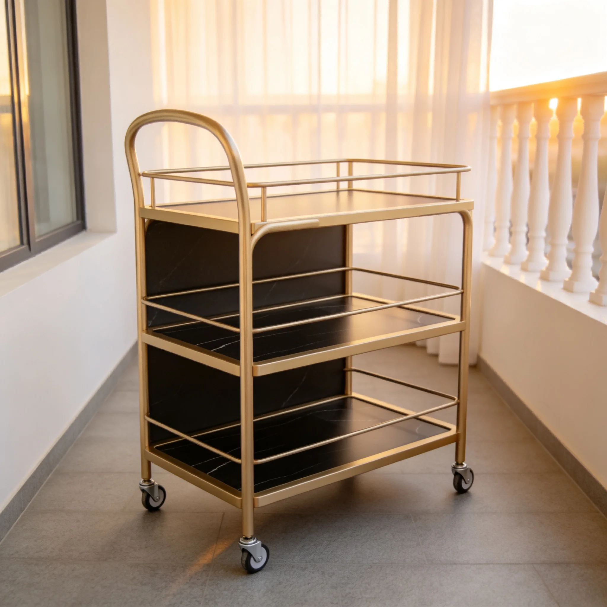 AOLIVIYA Nordic Wine Gold Hospitality Cart Hotel Bar Trolley Service Cart