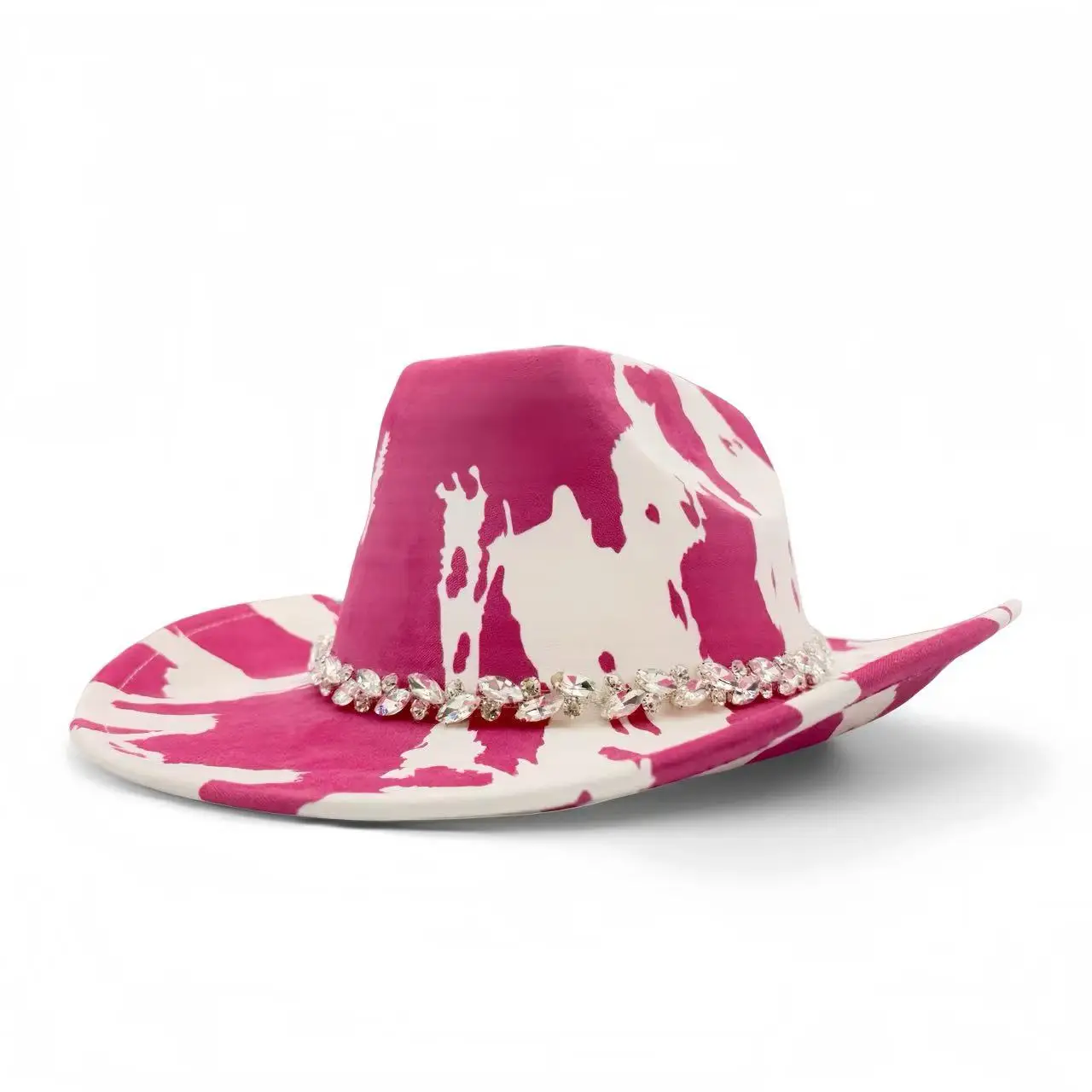 HongLuan Pink Glitter Costume Hat Adult, Cowboy Hats Rhinestone for Woman, Cowboy Cosplay Female Accessories & Cowgirl Cap