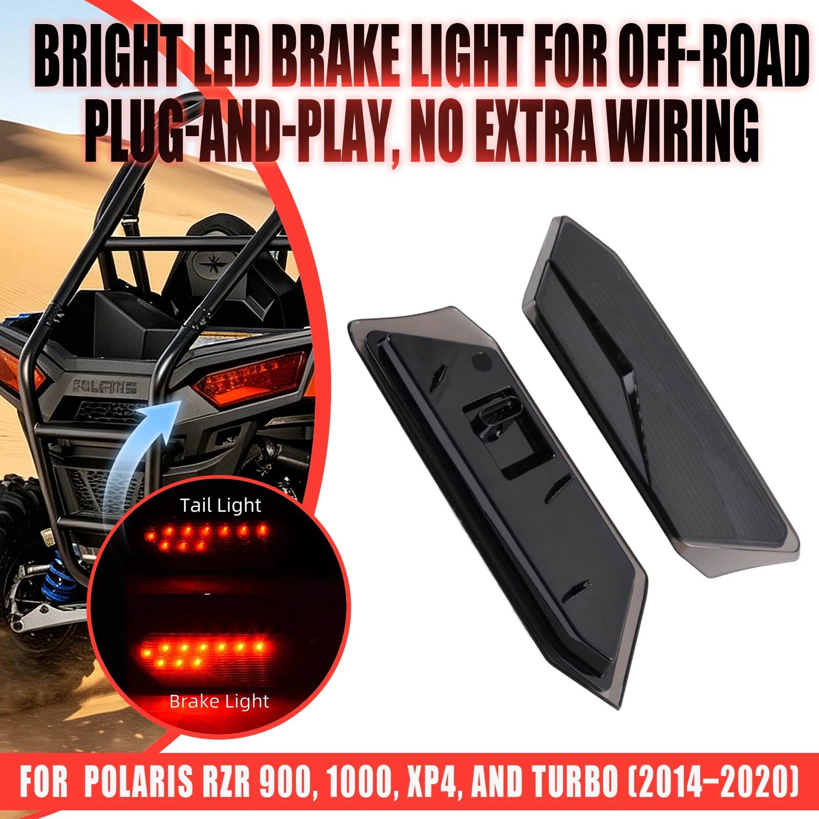 For Polaris RZR 1000 900 XP 4 Turbo 2014 2015 2016 2017 2018 2019 2020 LED Tail Lights Rear Brake Running Driving Stop Lamp