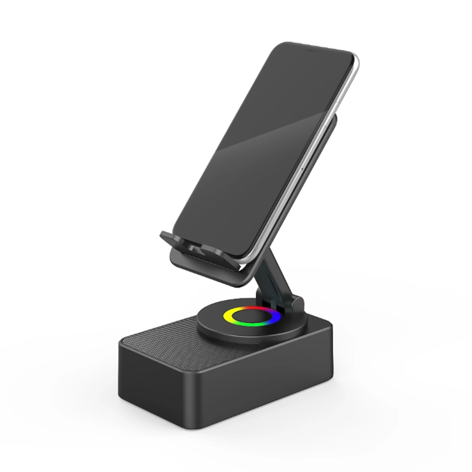 Portable Multifunctional Desktop Speaker W/360 Phone Mount & Mood Lighting - Dual Charging for Work/study