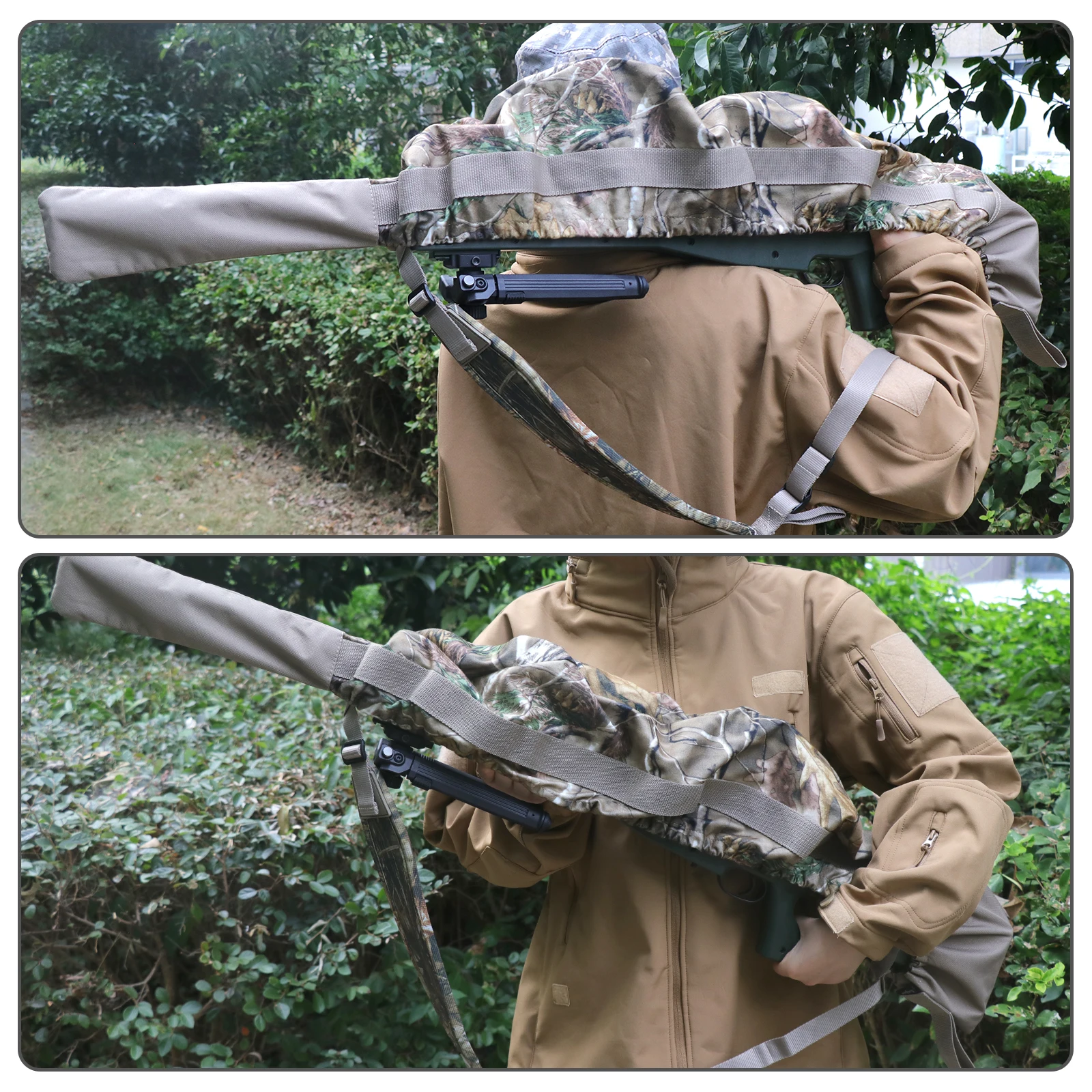 Capa macia para rifle, elástica, camuflada, resistente à água, capa macia para scoped, leve, espingarda, rifle, meia manga