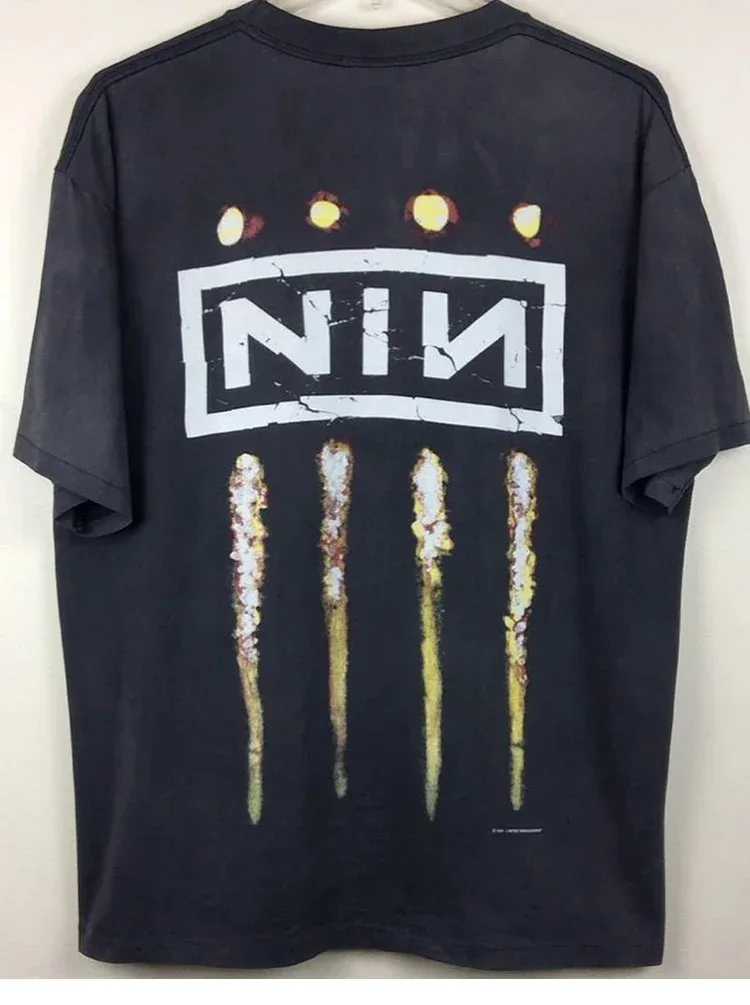 Nine Inch Nails Band T-shirt Women Men Oversized Vintage Street Rock Hip Hop Short-sleeved Cotton Unisex Fashion Great Deal Tour