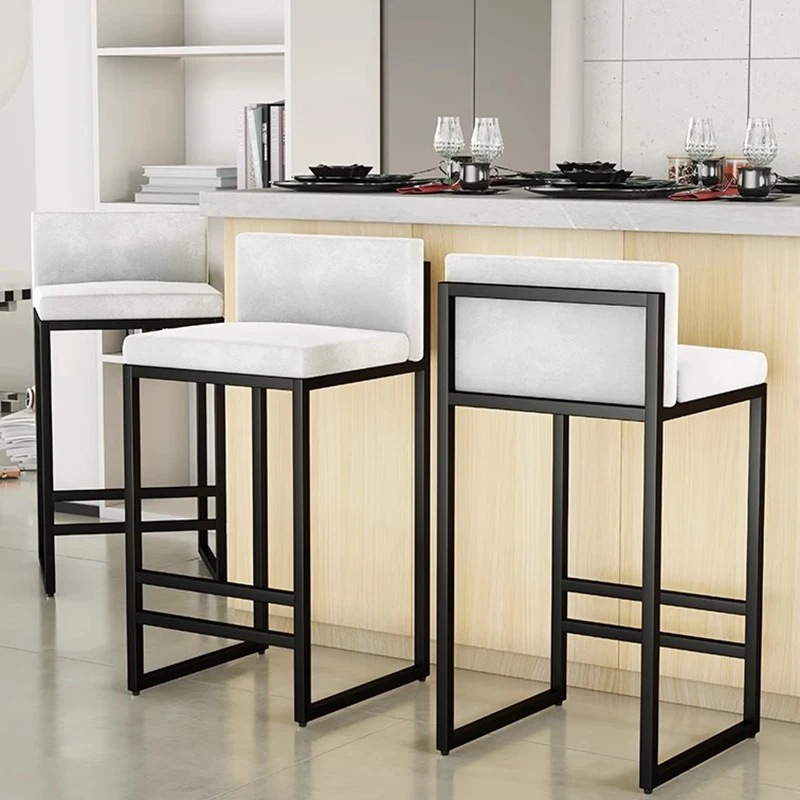Cadeiras de bar de couro para restaurante, metal moderno, confortável, altura relaxante, cadeiras de bar de cozinha, estética macia, móveis para casa