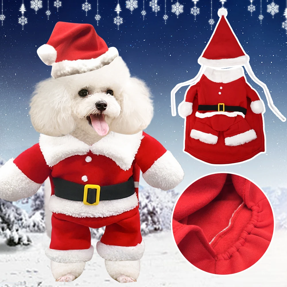 New Year Christmas Cat Costumes Funny Santa Claus Clothes For Small Cats Dogs Xmas Pet Cat Clothing Winter Kitty Kitten Outfits