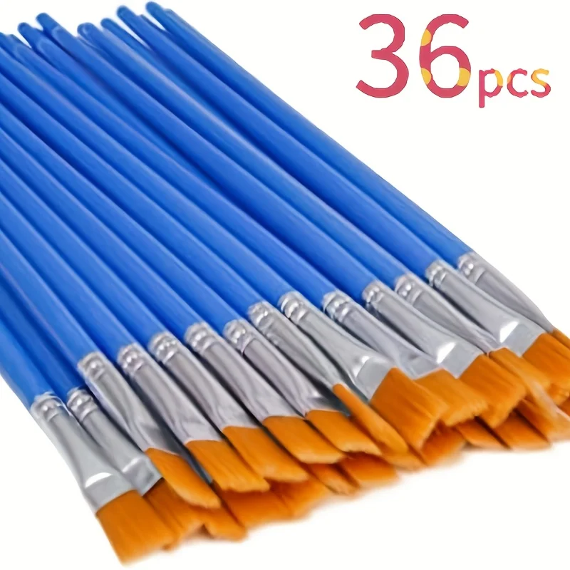 36Pcs Flat Paint Brushes Mini Detail Paintbrushes Bulk Set Multipurpose Fine Art Painting Brushes for Acrylic Watercolor Oil Cra