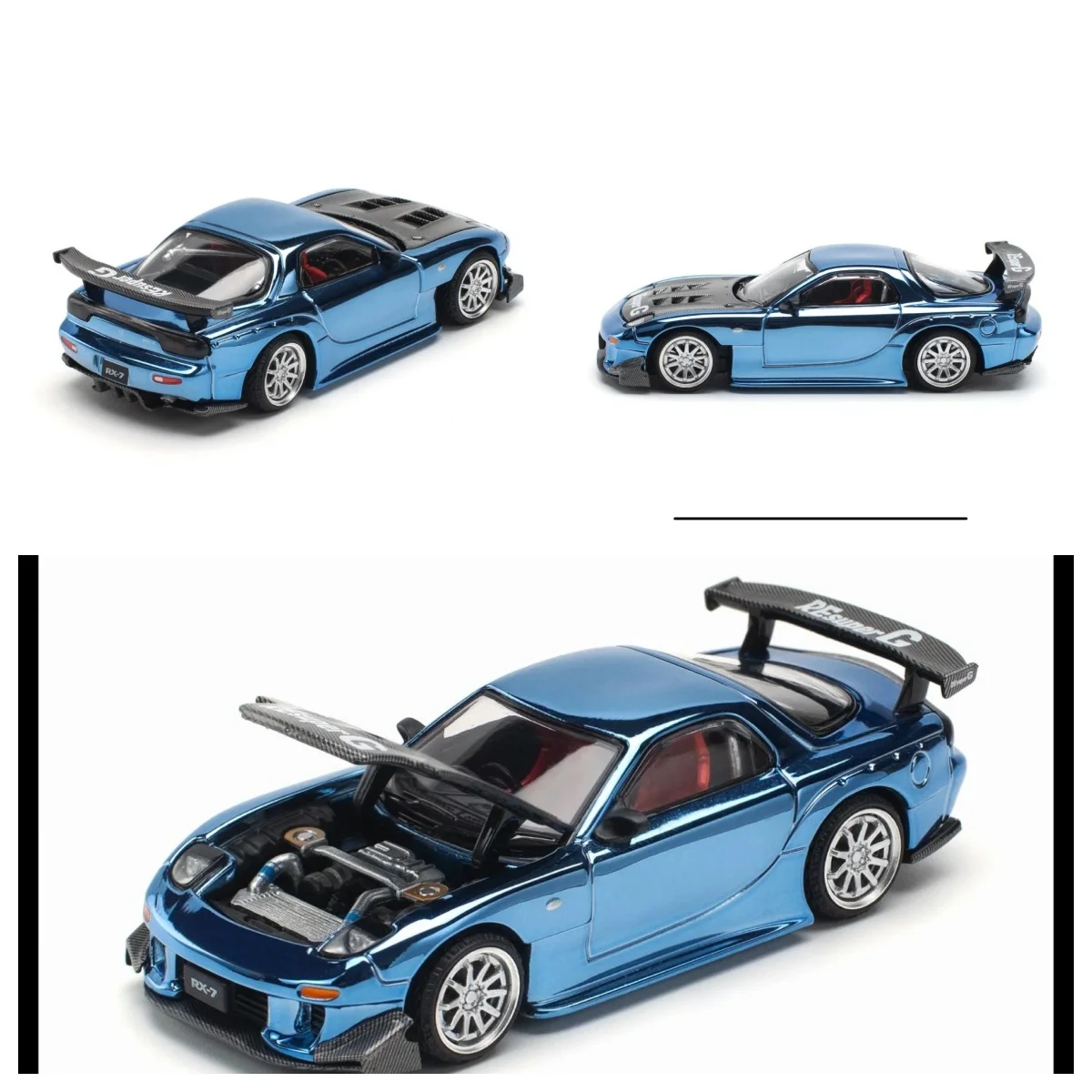 

POPRACE PR64-223 RX7 RE-AMEMIYA WIDEBODY BLUE CHROME 1/64 POP RACE JDM Коллекционная модель автомобиля из литого металла