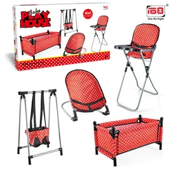 Baby Stroller Simulation Printed Stroller Set Folding Baby Walker Children's Multi-functional Companion Toy Trolley