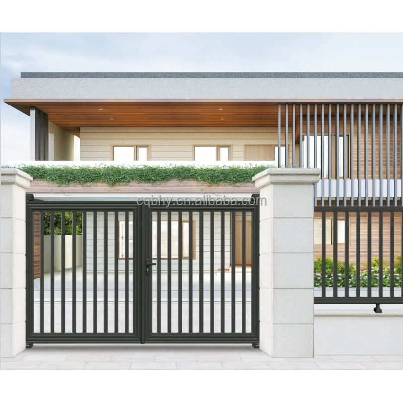 custom.Customized Outdoor Aluminium Sliding Gate New Design Gate Yard Fence 3D Modelling Available