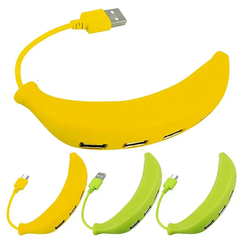 High Speed 4 Ports USB Expander Mini Banana Shape USB 2.0 Splitter Hub Power Adapter For PC Laptop Flash Drive