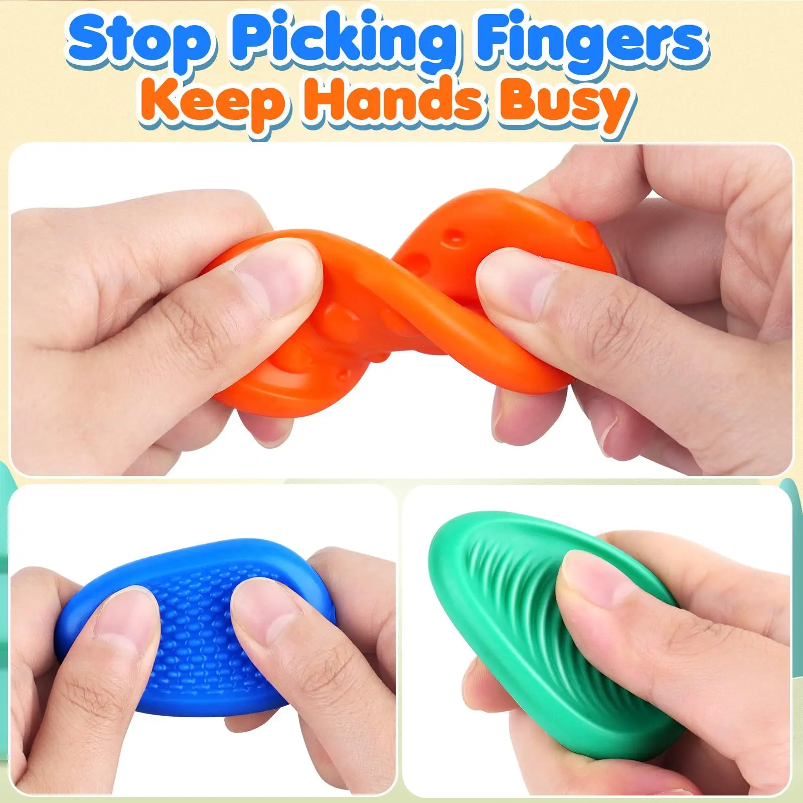New Hot Fidget Toys Adults Sensory Silicone Stone 6 Pack Textured for Autism Kids Calming Down Fidget Stress Relief Toys