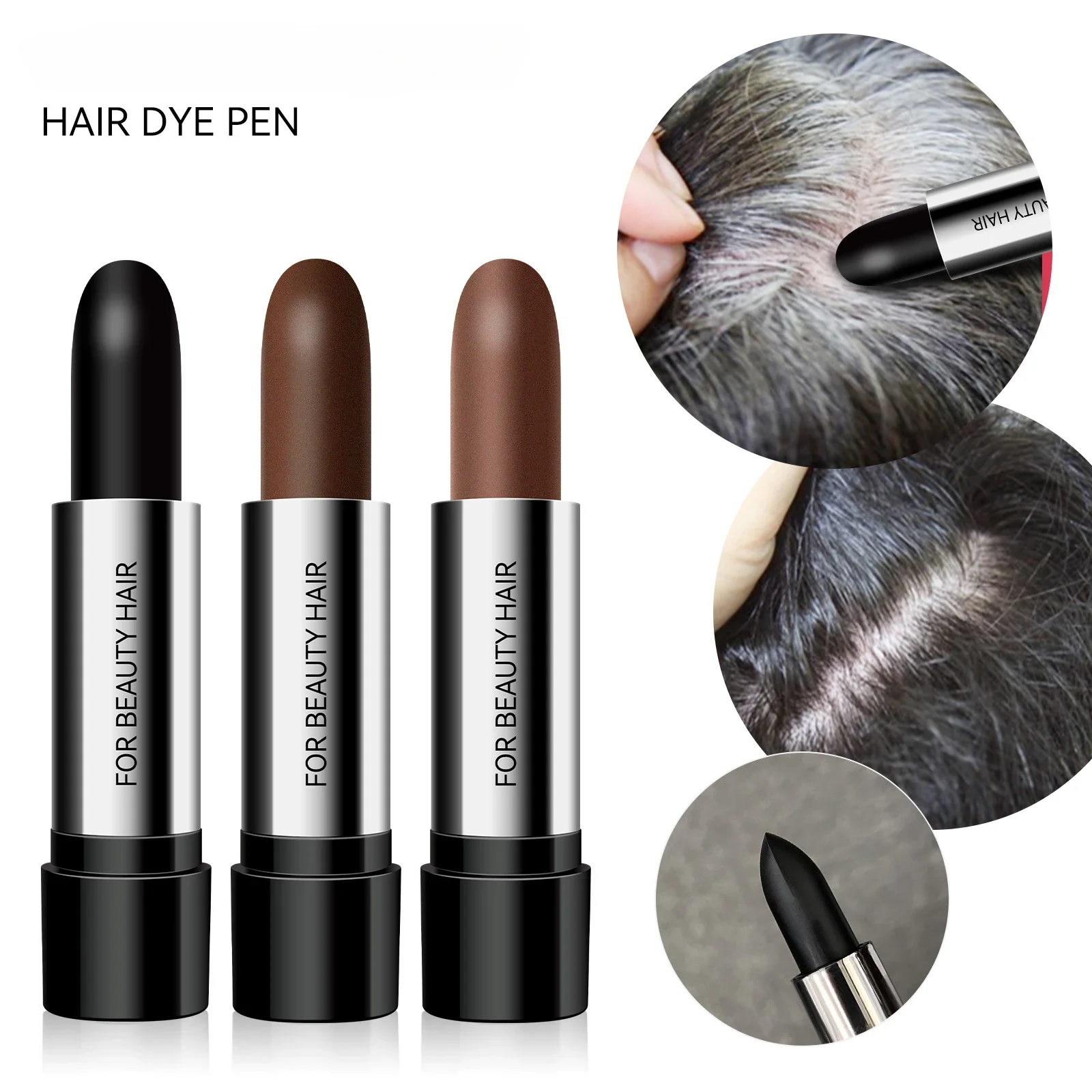 Black Brown One-Time Hair Dye Pen Instant Gray Root Coverage Hair Color Cream Stick Penicl Fast Temporary Cover Up White Hair