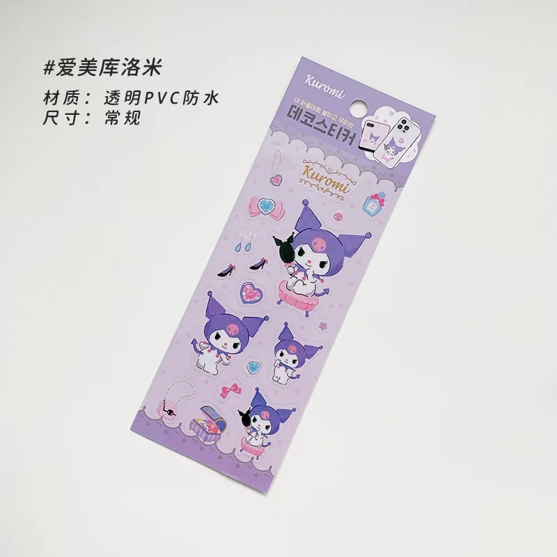 Sanrio Melody Cute Kawaii Cartoon Kuromi Naklejka Cinnamoroll Przezroczysty PVC Wodoodporny Pamiętnik Telefon komórkowy Dekoracyjna naklejka