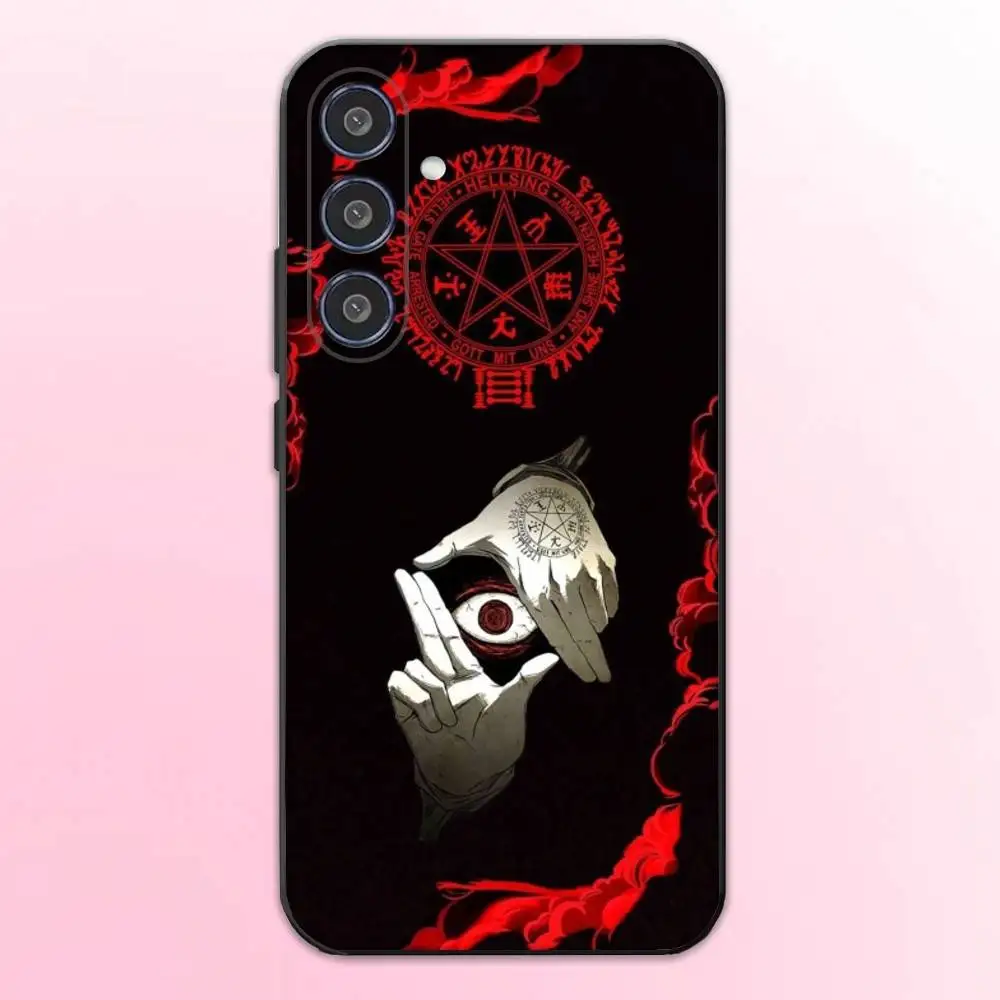 H-HELLSING 만화 전화 케이스 삼성 갤럭시 A73,A72,A71,A70,A53,A52,A51,기타 소프트 블랙 커버