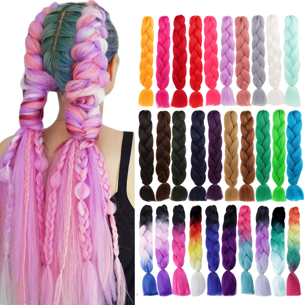 AHVAST Pre Stretched Hair Extension Knot Free Box Professional Synthetic Crochet Woven EZ Braid Halloween Cosplay