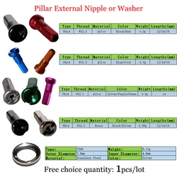 1pcs/lot Pillar 14G( FG2.3) Round Head Bike Spokes Nipple 7048 Washer External Brass Alloy 12mm 14mm 16mm Black Silver Red Blue