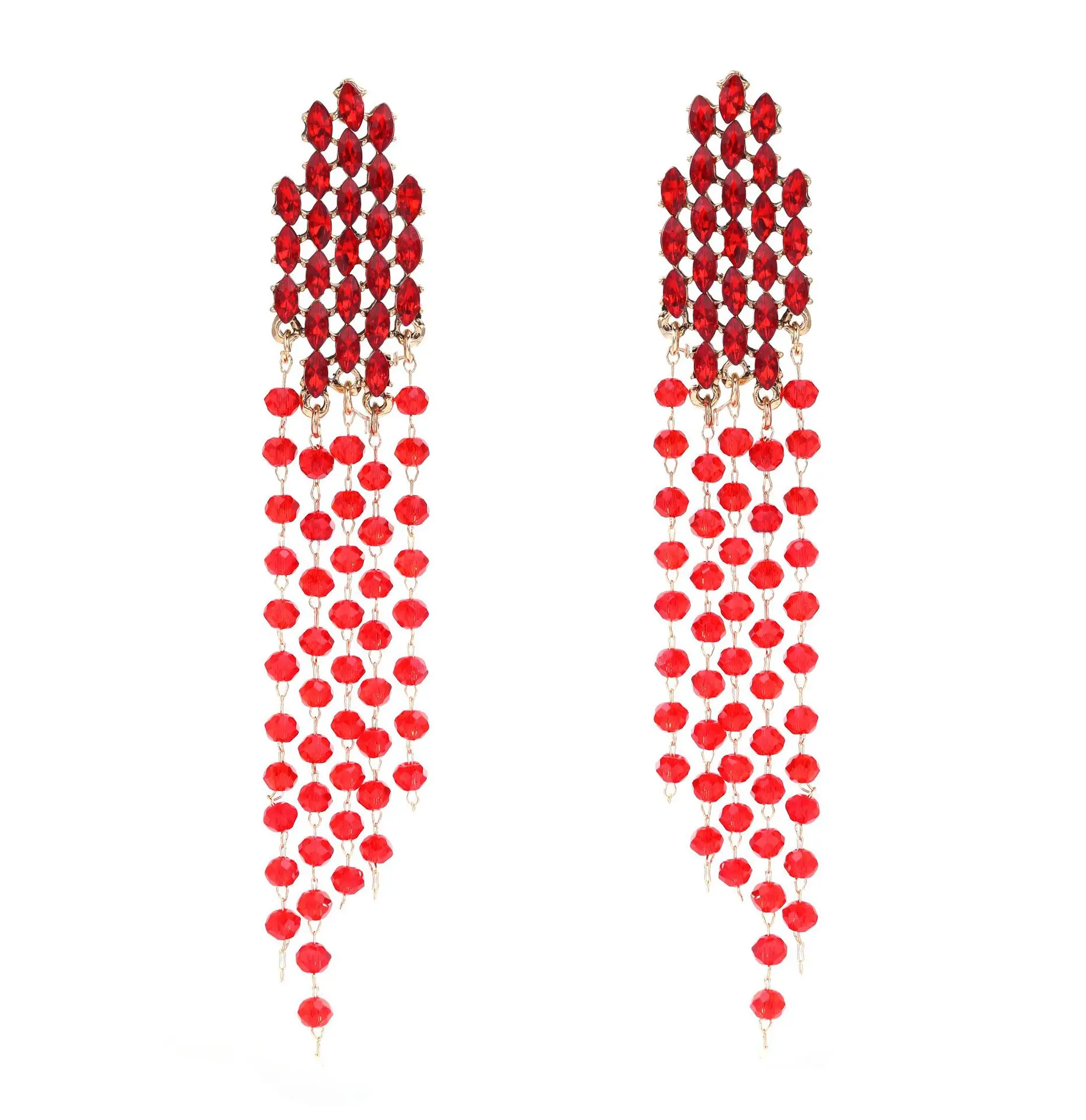 Luxuriöse Kristall-Strass-Perlen-Ohrringe mit langen Quasten für Damen, modischer Brautschmuck für Hochzeiten, Abendpartys und besondere Anlässe – Detail 9