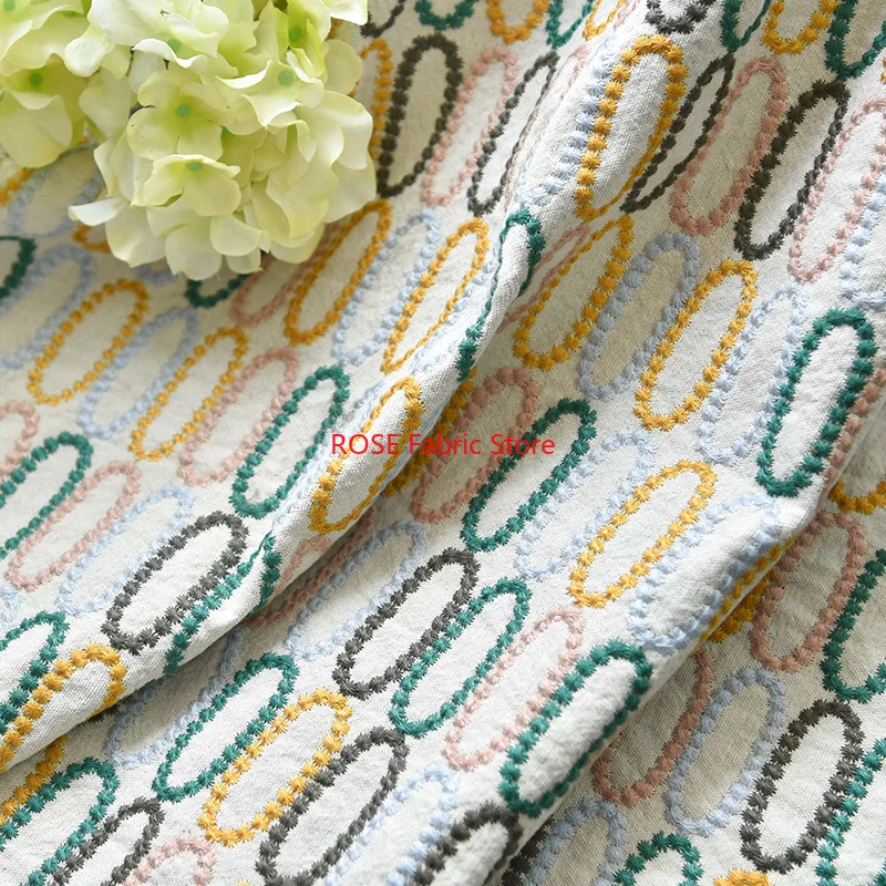 

Japanese Ins Embroidery Cotton Linen Cloth Three-dimensional Embroidery Clothing Handmade Fabric DIY
