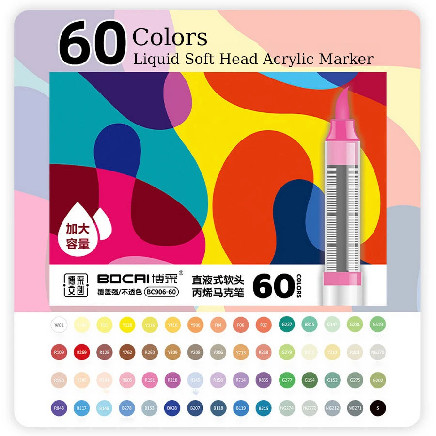 

12/24/60 Colors Brush Tip Acrylic Paint Pens for Rock Painting Stone Ceramic Glass Wood Mugs Metal Fabric Canva White Markers