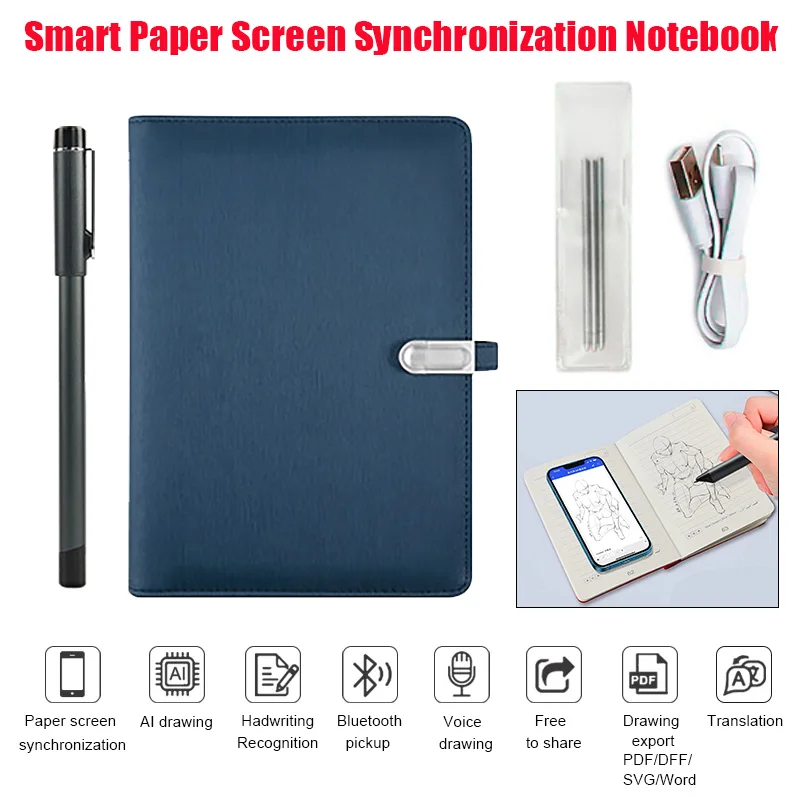 Smart Pen Set Intelligenter Papierbildschirm Synchrones Notebook-Set Bluetooth-Verbindung für Designer Business Record Notes AI Voice