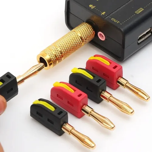 Imagen 2 del producto Conectores de altavoz de música y Audio de cobre, conector Banana sin soldadura, terminales de conexión DIY para electrodomésticos, 4mm, 32A