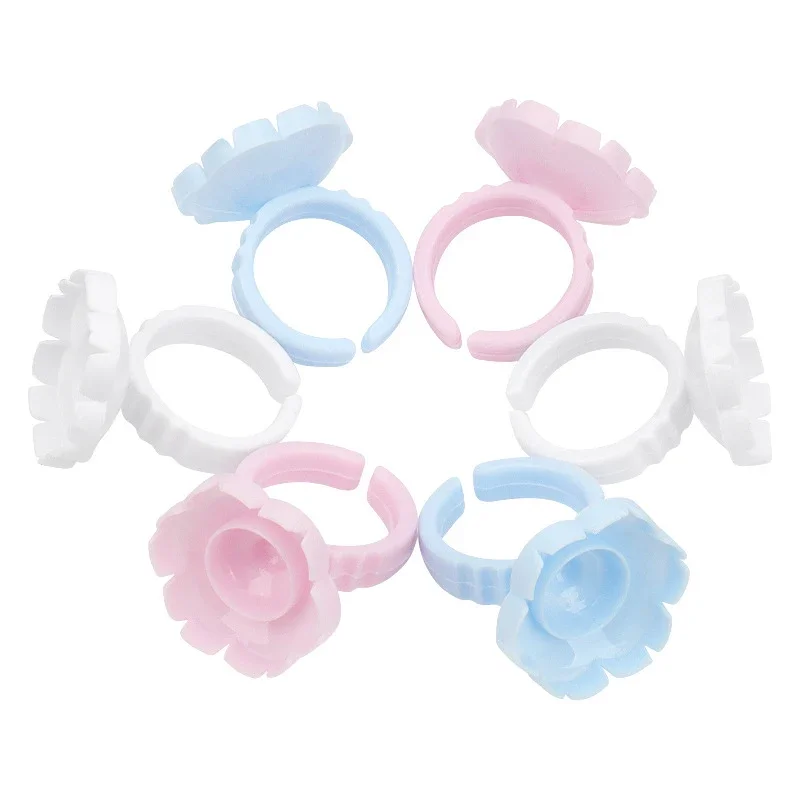 100Pcs Grafted Eyelash Glue Ring Cup Planting Grafting Sun Flower Glue Cup Fan Extension Makeup Tool Eyelash Extension Glue Cup