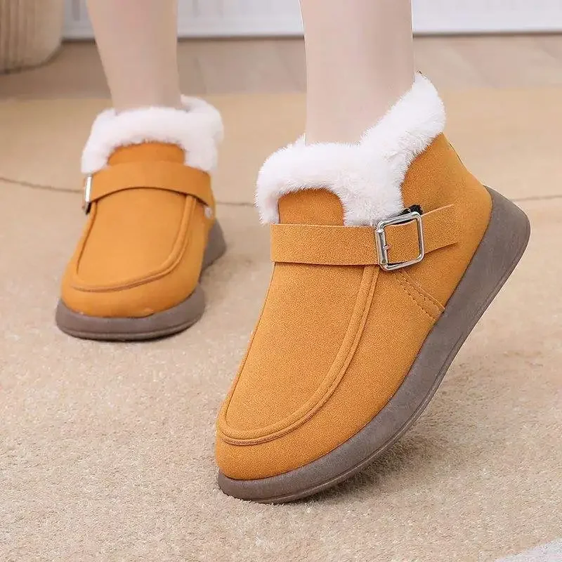 أحذية نسائية شتوية سميكة مبطنة بالصوف أحذية ثلج رياضية كاجوال من القطن أحذية واسعة القدم أحذية قصيرة مريحة ودافئة #5
