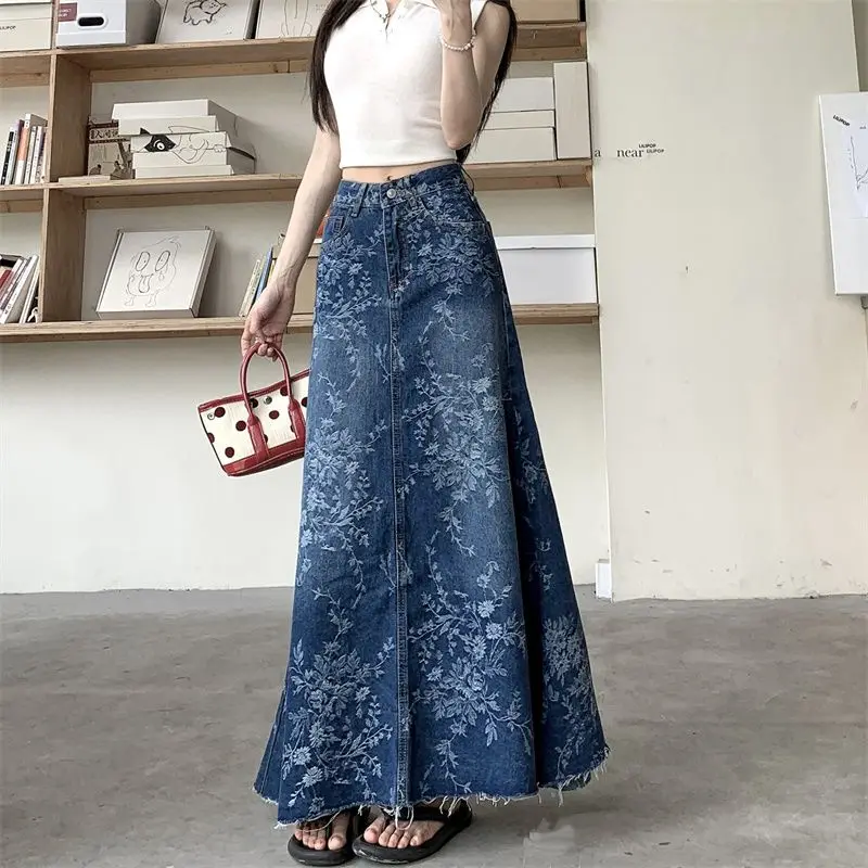 Faldas holgadas de cintura alta con cintura elástica para mujer, faldas plisadas informales de gasa ligera, pantalón de traje con estampado Floral