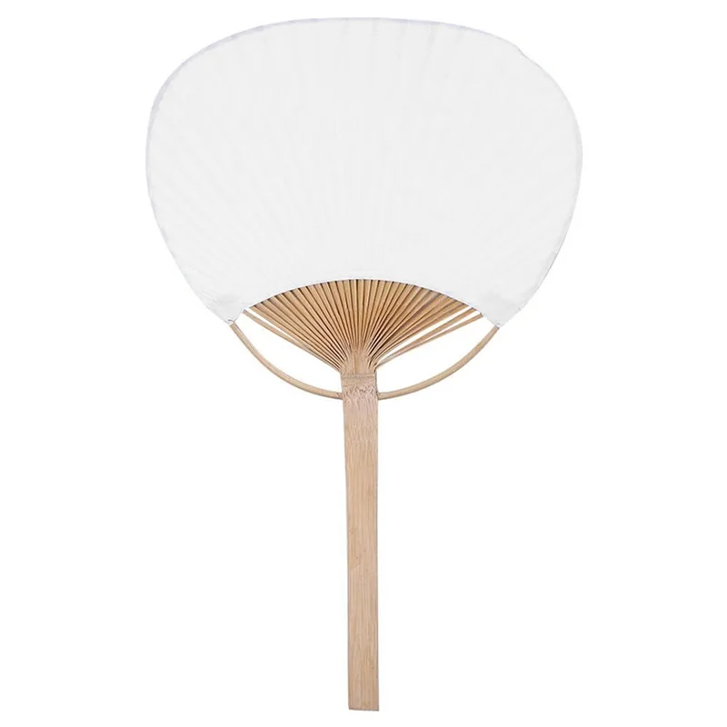 LICE-10Pcs مقبض من الخيزران الأبيض النقي لوحة الخط الفارغة مروحة مجموعة فارغة مروحة بيضاء