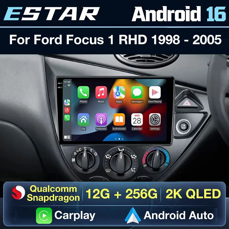 Wireless Carplay Auto Android 16 Car Radio For Ford Fiesta 1995-2001 Focus MK1 1998-2004 Right-hand Drive Video Player Head Unit