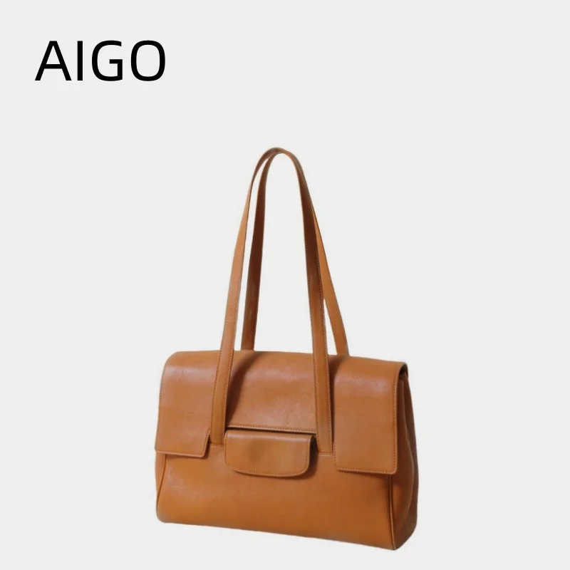 

AIGO 2024 New Elegant Women Shoulder Bags Large Capacity Dolphin Modified Texture Retro Commuting Armpit Handbag сумка женская