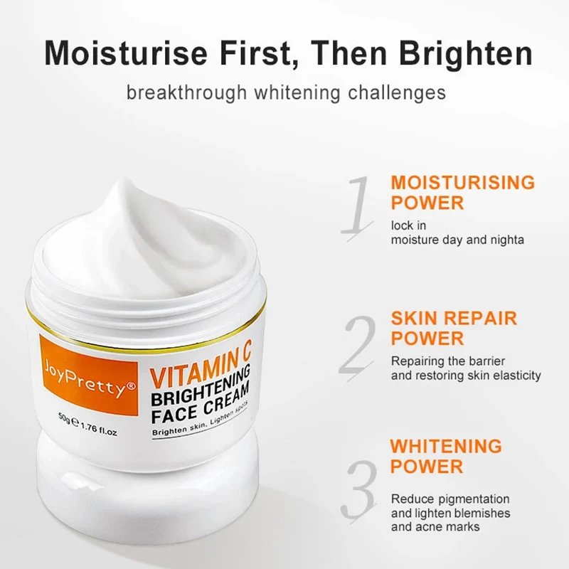 Vitamin C Face Cream 50G Lightening Moisturizing Facial Smoothing Fade Melanin Brightening Cream Skin Care Beauty Health