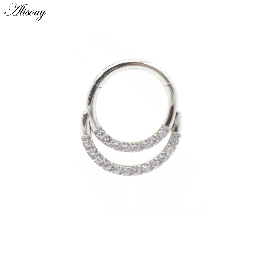 1Piece Cute Zircon Round Stainless Steel Nose Ring Daith Ear Captive Tragus Cartilage Helix Hoop Earrings Piercing Body Jewelry