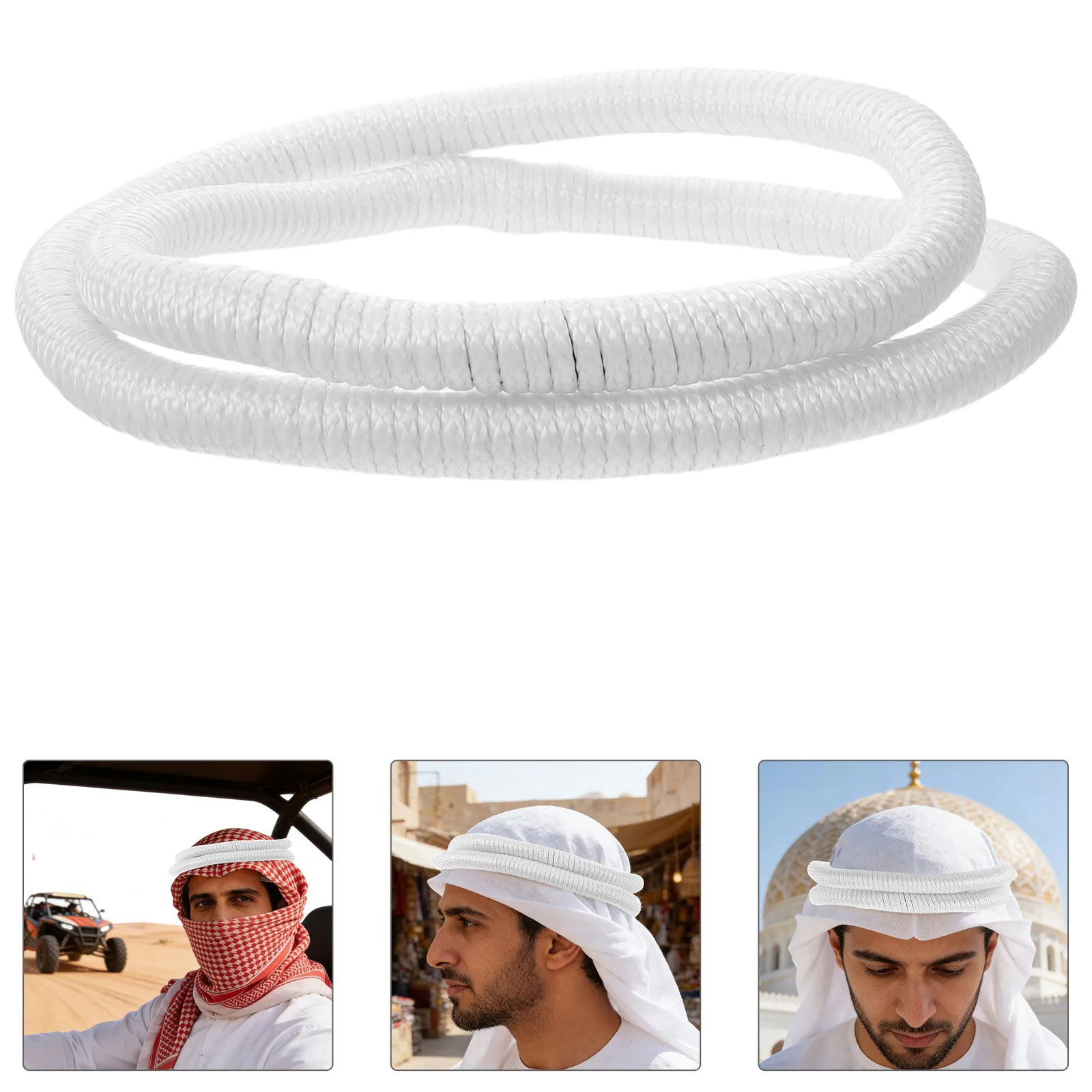 

Arab Head Scarf Rope 57Cm Elegant Turban Head Wrap Muslim Saudi Dubai Middle Eastern Festival Headwear Arab Costume Accessories