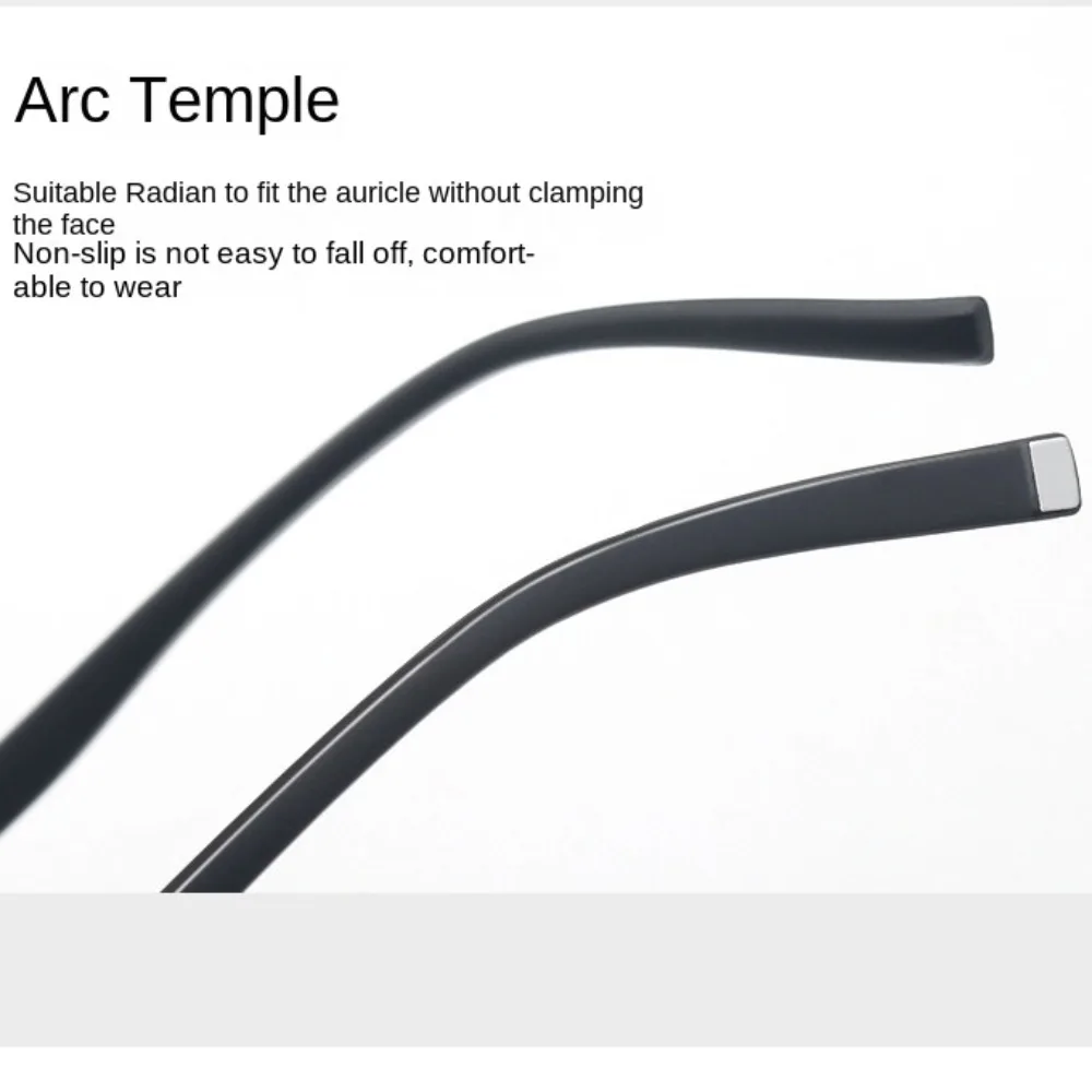 نظارات قراءة معدنية جديدة من البولي كربونات باللون الأسود والرمادي مربعة بنصف إطار خفيف للغاية للعناية بالرؤية للرجال