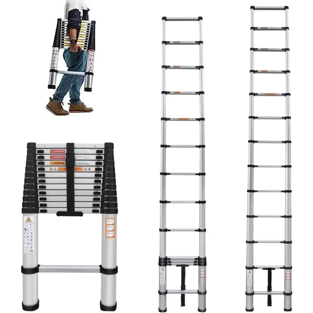 

Telescoping Ladder - 16FT Portable, Lightweight, Folding, Multi-Purpose - Anti-Slip, 330lb Capacity