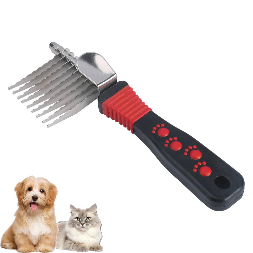 Pet Dematting Fur Rake Comb Stainless Steel Needle Comb Cat and Dog Hair Removal Comb Knot Comb Pet Cleaning Beauty Massage Tool