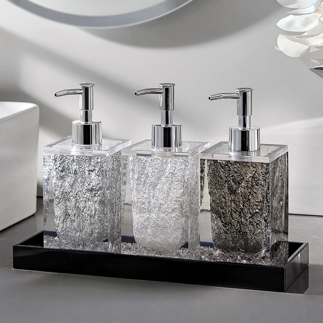 

270 мл смоляной дозатор жидкого мыла для рук, серебряная бутылка для мыла для ванной комнаты, моделирование, дезинфицирующее средство для рук, шампунь для мытья рук