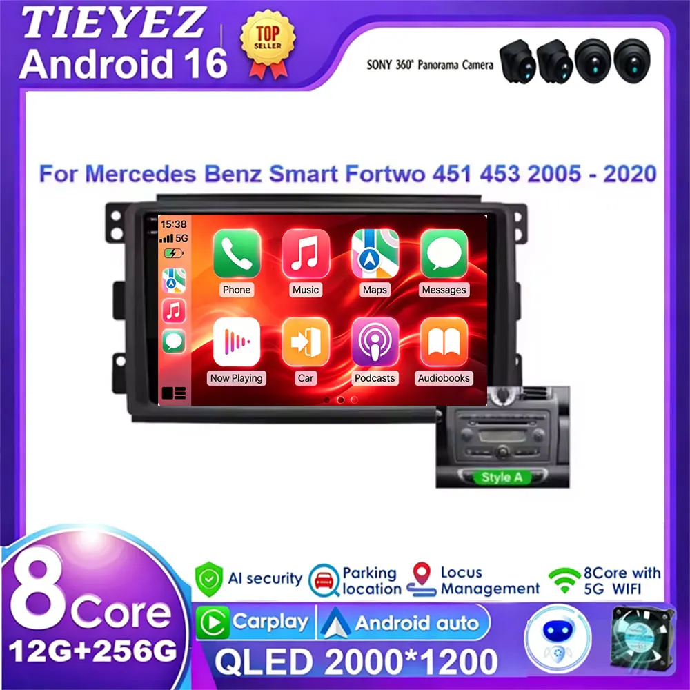 Android 16 Car For Mercedes Benz Smart Fortwo 451 2005 - 2020 Radio GPS Multimediale Navigazione Auto Radio Car player Dash cam