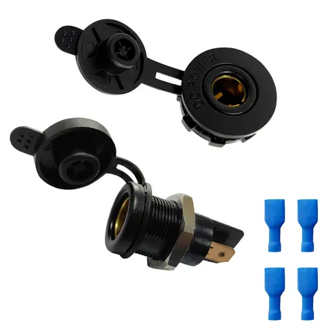 12V Waterproof DIN Hella Socket Mount Cigarette Lighter USB Charger with Hella Din Plug for Car Motorcycle BMW Boat RV Universal