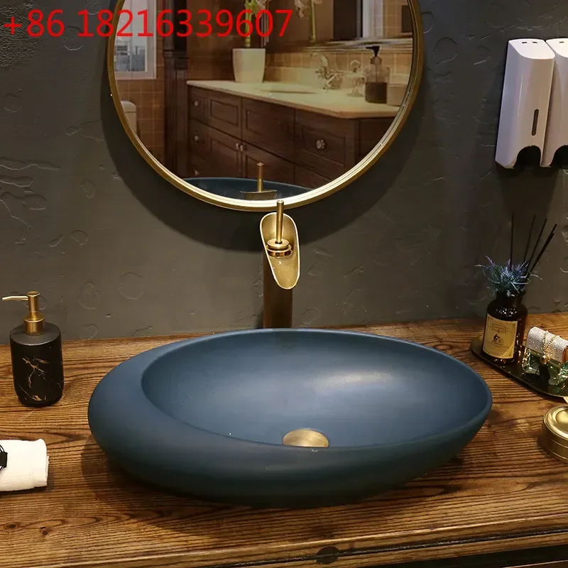 YAO Ceramic Tabletop Wash Basin for Bathroom Hotel Bed and Breakfast Toilet Art Face Washing Sink