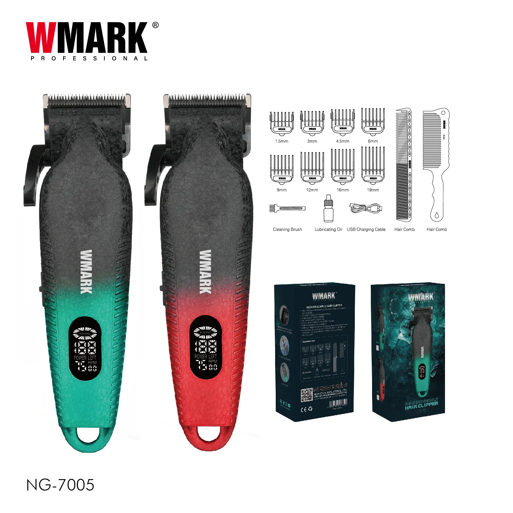 

Машинка для стрижки волос WMARKNG-7005. Электрическая машинка для стрижки с масляным наконечником хорошо продается в парикмахерских.