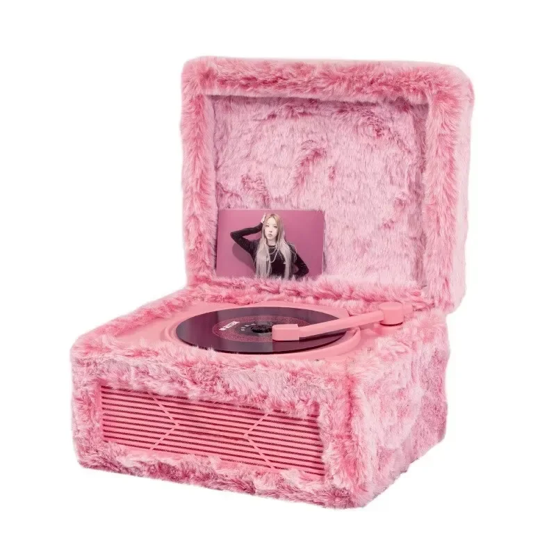 BOLRZO Vintage plush CD player with dual 5W speakers, can be inserted into 3.5mm auxiliary jack, with remote control,