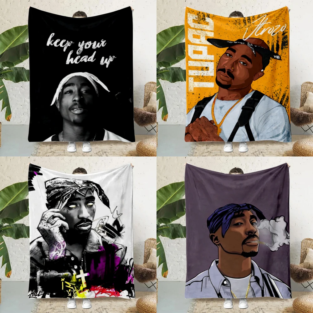 Fashion Tupac Shakur Rapper Hot 2Pac Printed Blanket Picnic Blankets Warm Blanket Soft and Comfortable Home Travel Birthday Gift