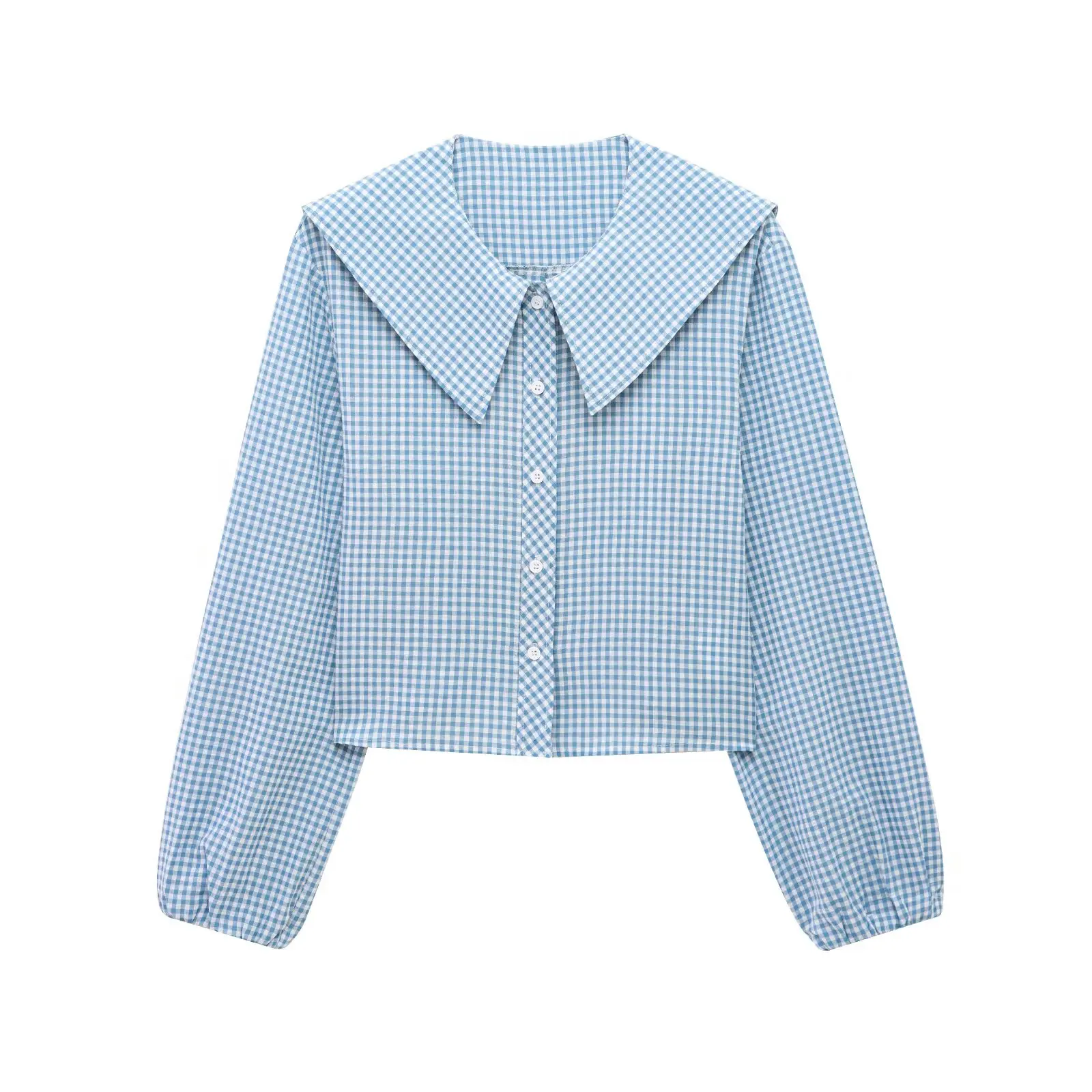 

TRAF Women 2025 Spring New Fashion Lazy Style Plaid Casual Shirt Chic Round Lapel Versatile Long Sleeve Top Blouses Mujer