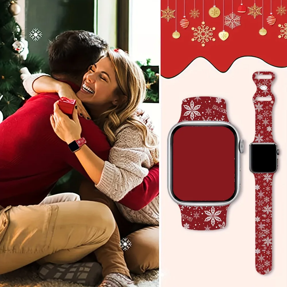 Silicone Christmas Band for Apple Watch  Ultra 3 Strap 49mm 46mm 41mm 42mm 44mm 45mm  Sport Bracelet for iWatch 11 10 9 8 7 6 5 image 3