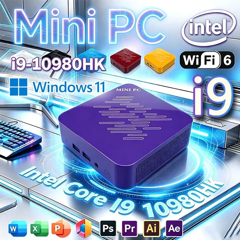 Portable High‑Performance Mini PC Intel Core I9 10980HK 32GB RAM 1TB 2TB SSD WIFI6 BT5.2 4K 60Hz HD Gaming Office Study Mini PC