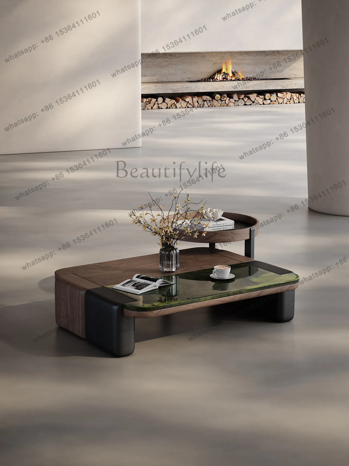 Medieval coffee table living room home creative high-end sense, marble coffee table