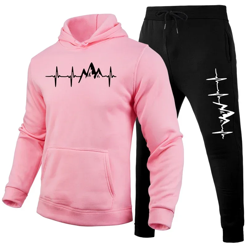 أزياء رائجة البيع الرجال رياضية في الهواء الطلق الرجال اليومية مريحة مقنعين رياضية و Sweatpants رجل بدلات رياضية الركض بسيطة #5